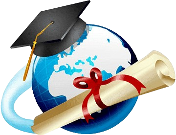 Graduation cap, globe and diploma